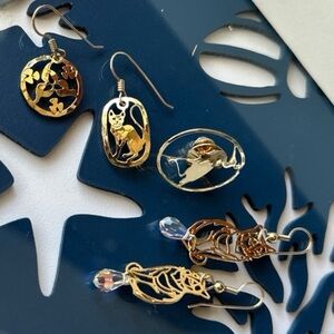 Wild Bryde hammered gold-tone dangle drop earrings and Heron Pin lot & more